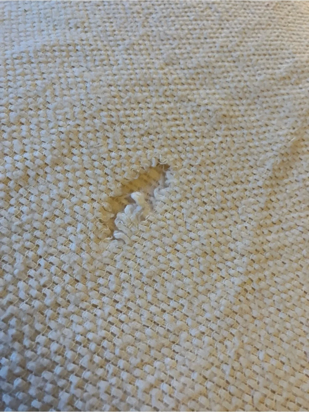 Vintage white acrylic Full / Queen blanket with sateen trim *hole+